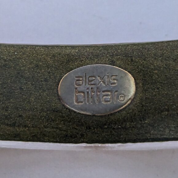 ALEXIS BITTAR Resin Metal Dotted Stud Hinge Clamper Bangle Bracelet - Picture 7 of 8